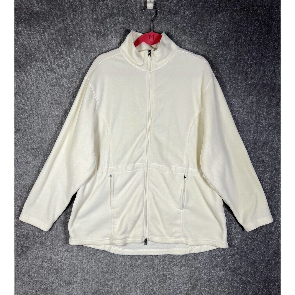 Falls Creek Fleece Long Sleeve Full Zip Jacket Womens Size 3X Cream Inner Bungee